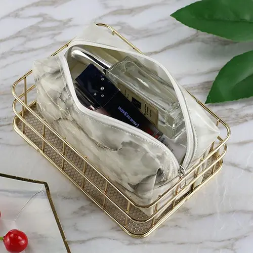 Wholesale Marble Custom Waterproof Toiletry Bag Large Travel Cosmetic Make Up Bag